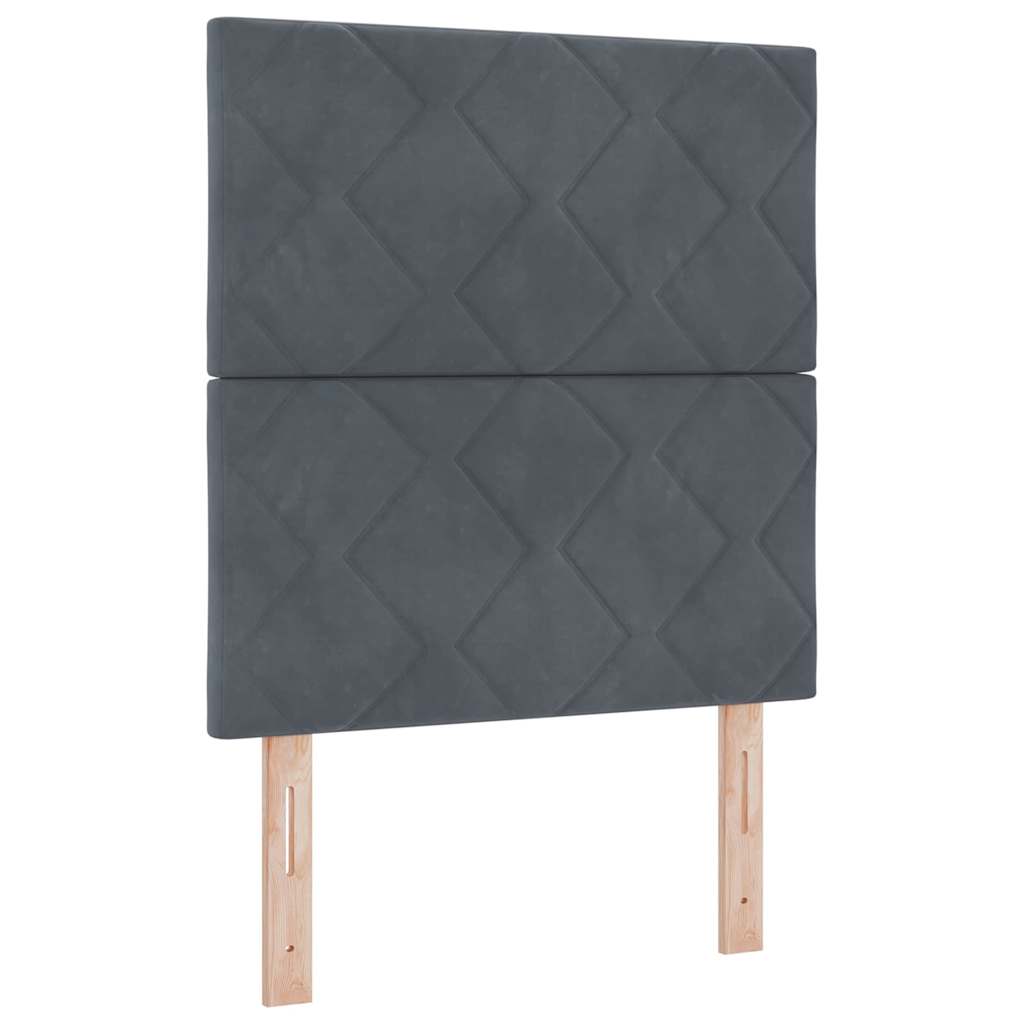 Lit à ressorts avec bandes LED Gris foncé 80 x 200 cm Velours