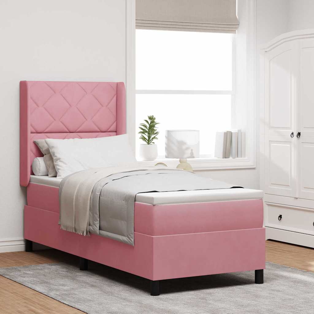 Lit à ressorts avec bandes LED Rose 80 x 200 cm Velours