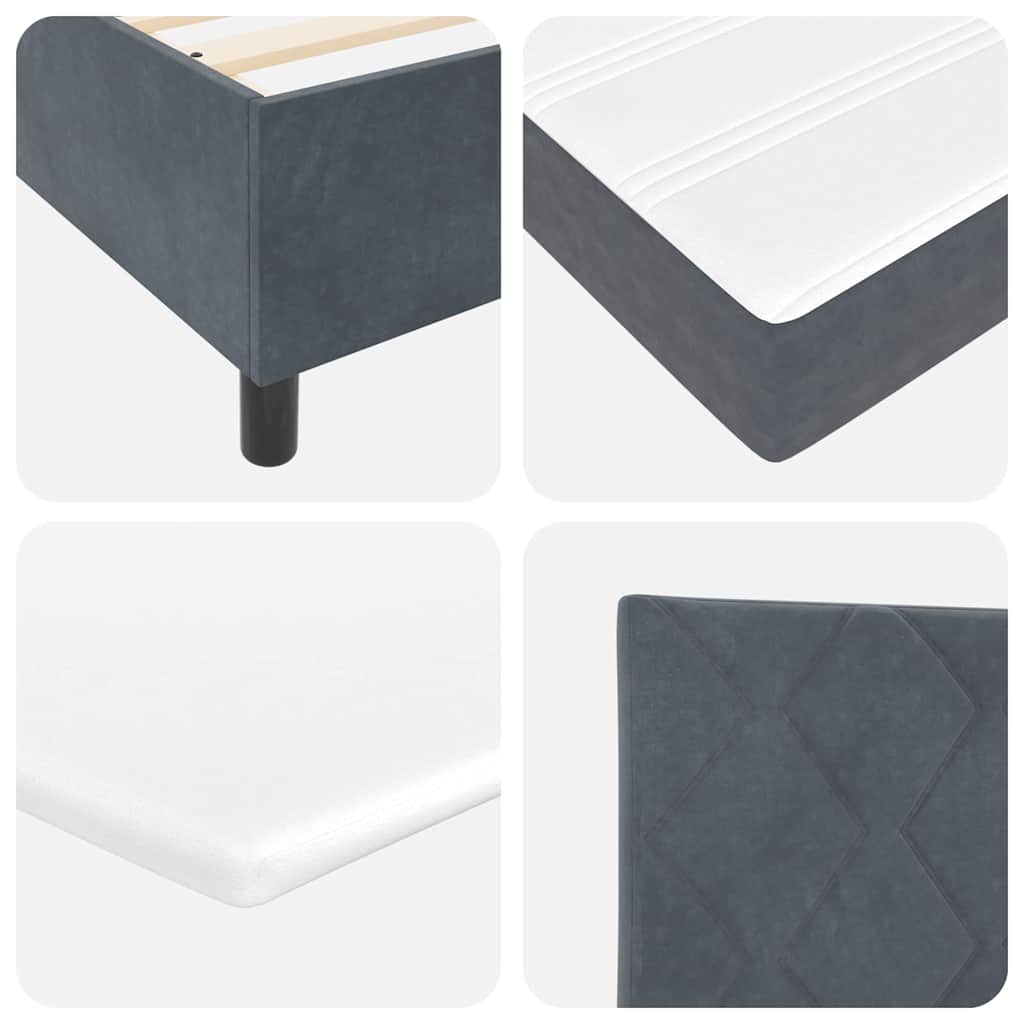 Lit à ressorts avec bandes LED Gris foncé 100 x 200 cm Velours