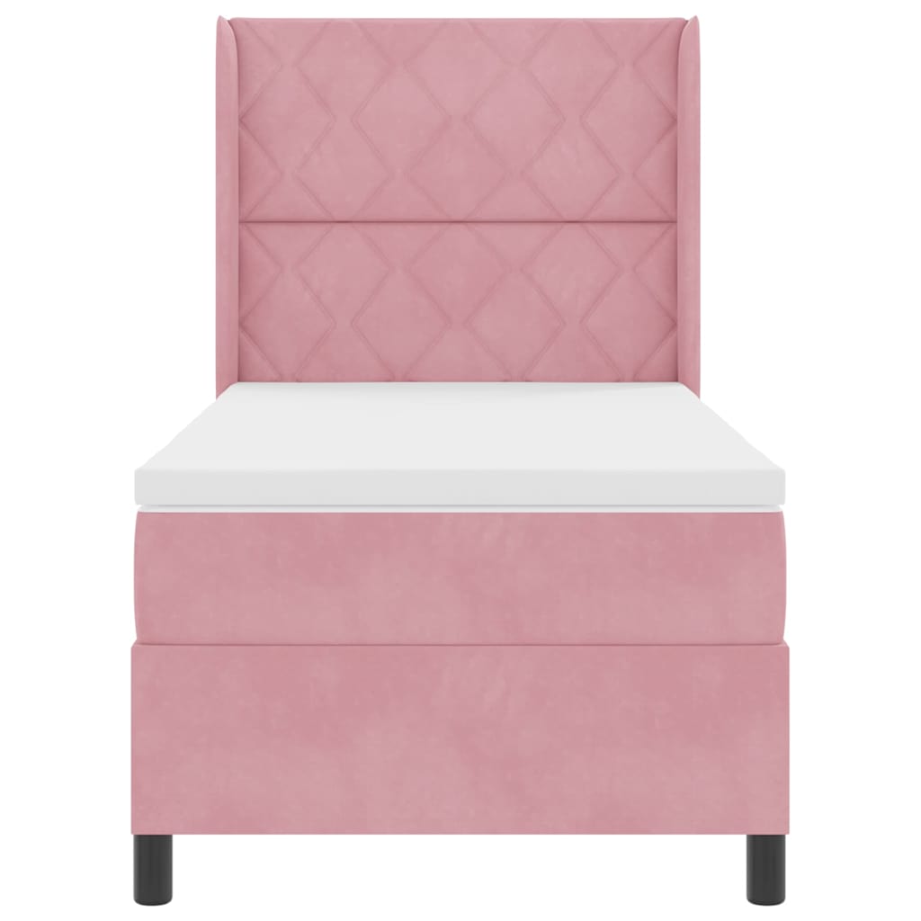 Lit à Ressorts avec Matelas LED Rose 100 x 200 cm Velours - XIOS