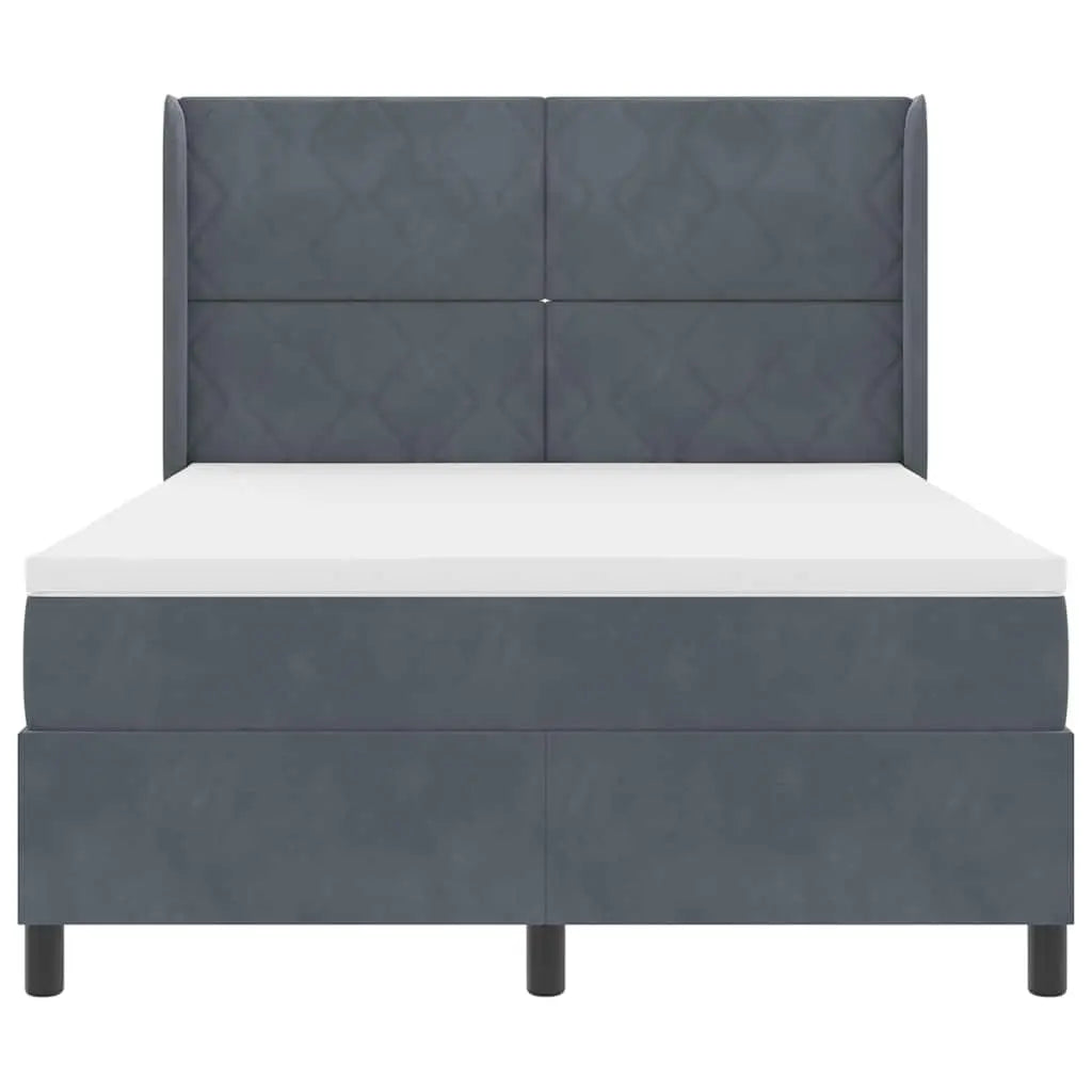 Lit à ressorts avec bandes LED Gris foncé 140 x 190 cm Velours - XIOS