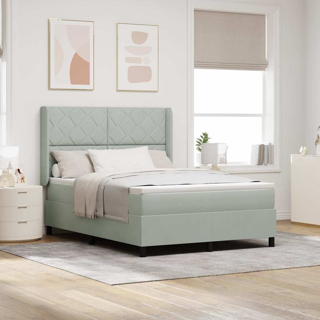 Lit à Ressorts avec Matelas LED Gris clair 160 x 200 cm Velours - XIOS