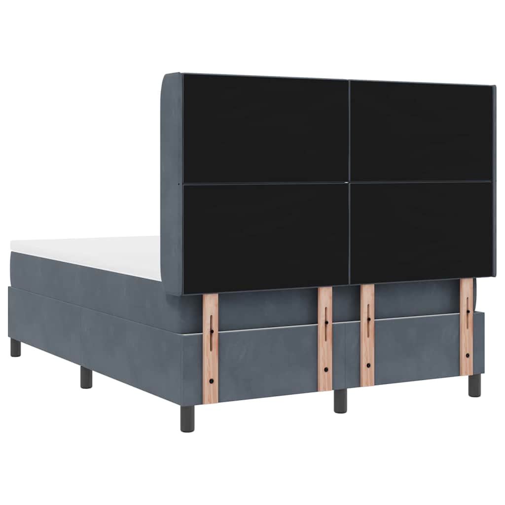 Lit à Ressorts avec Matelas LED Gris foncé 160 x 200 cm Velours - XIOS