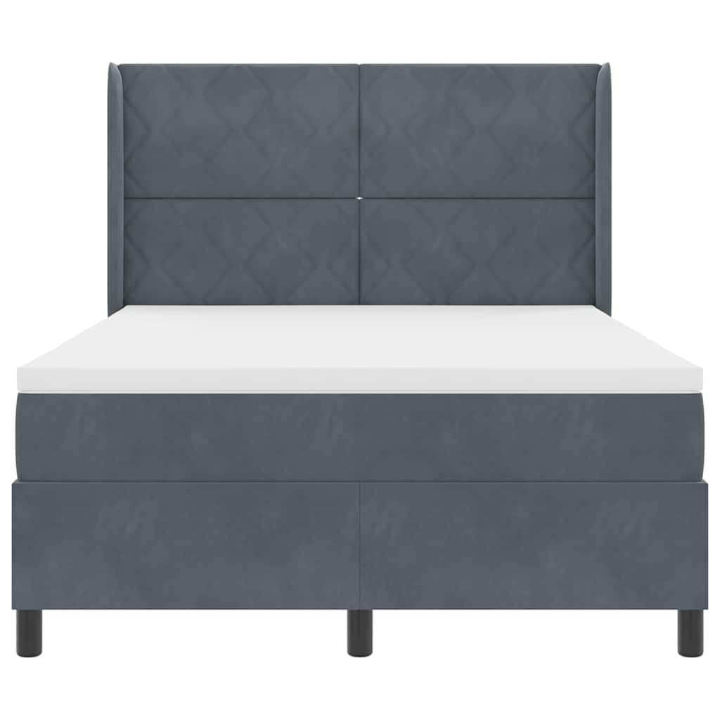 Lit à Ressorts avec Matelas LED Gris foncé 160 x 200 cm Velours - XIOS