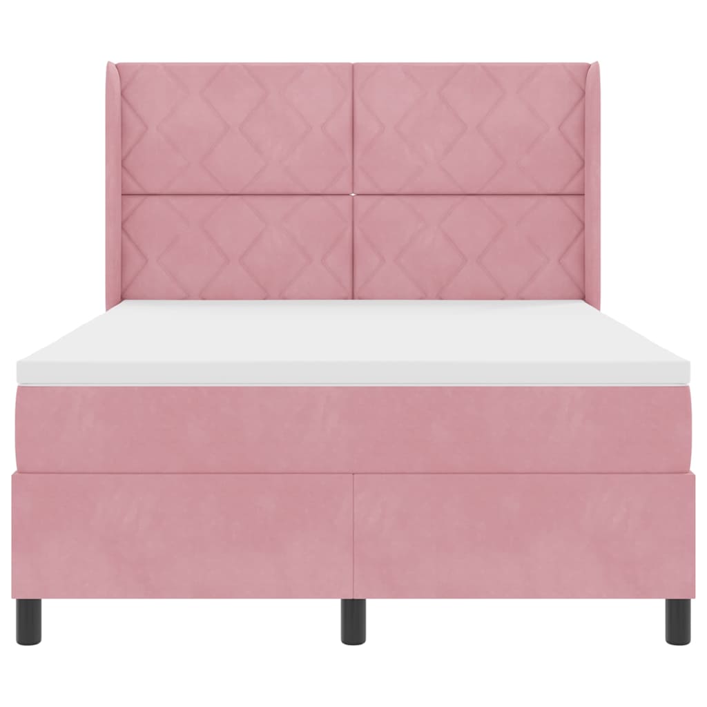 Lit à Ressorts avec Matelas LED Rose 160 x 200 cm Velours - XIOS