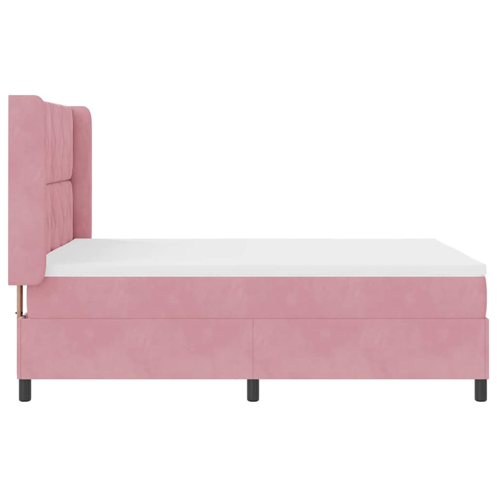 Lit à Ressorts avec Matelas LED Rose 160 x 200 cm Velours - XIOS