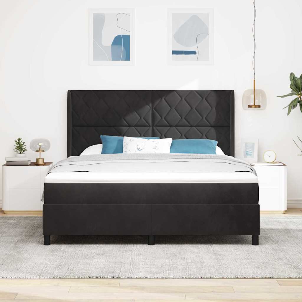 Lit à ressorts avec matelas avec LED Noir 180 x 200 cm Velours - XIOS