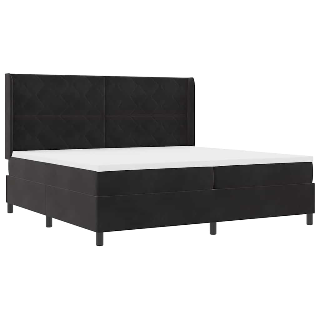 Lit à Ressorts avec Matelas LED Noir 200 x 200 cm Velours - XIOS