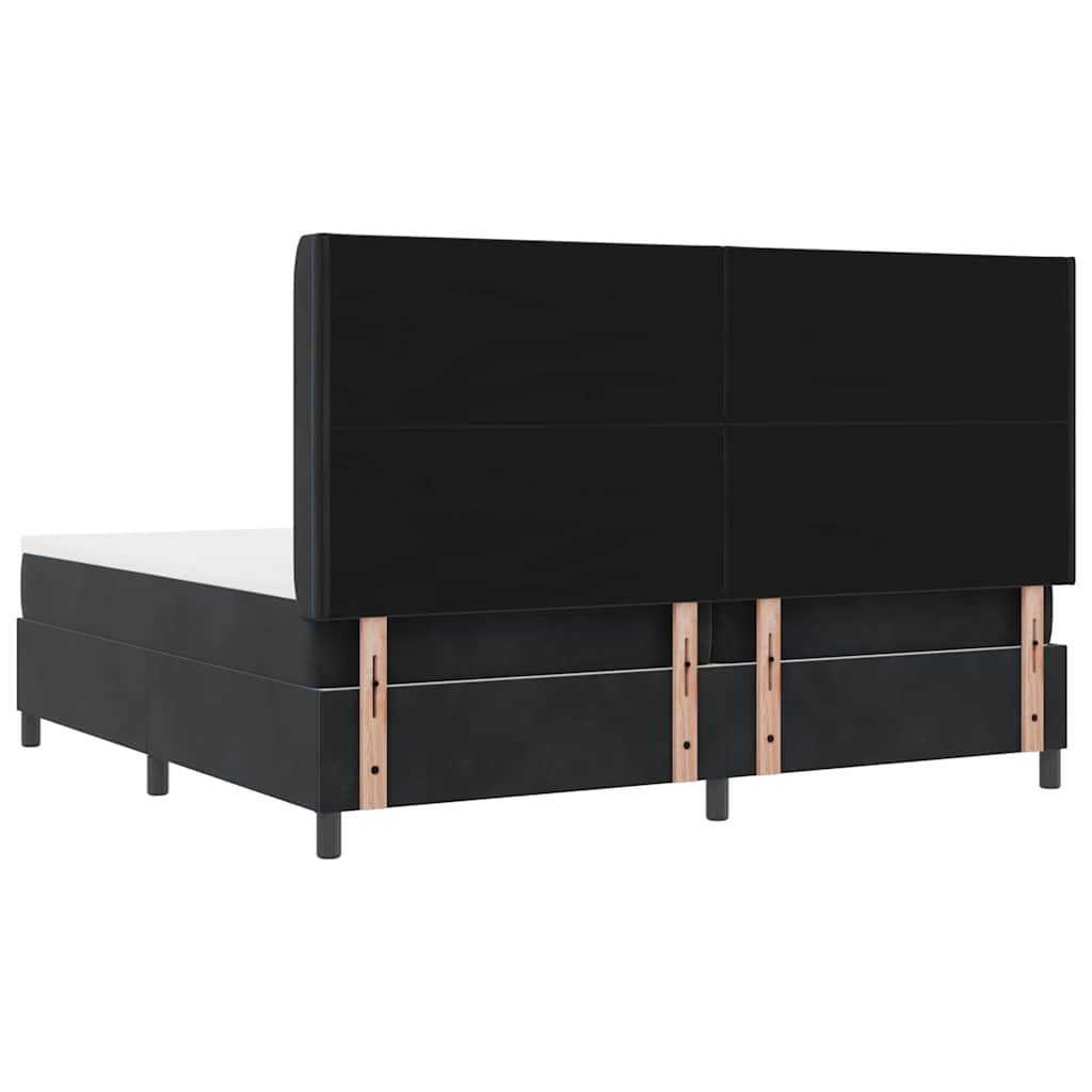 Lit à Ressorts avec Matelas LED Noir 200 x 200 cm Velours - XIOS