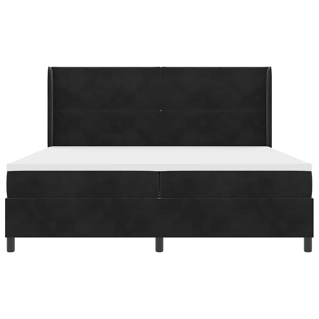 Lit à Ressorts avec Matelas LED Noir 200 x 200 cm Velours - XIOS