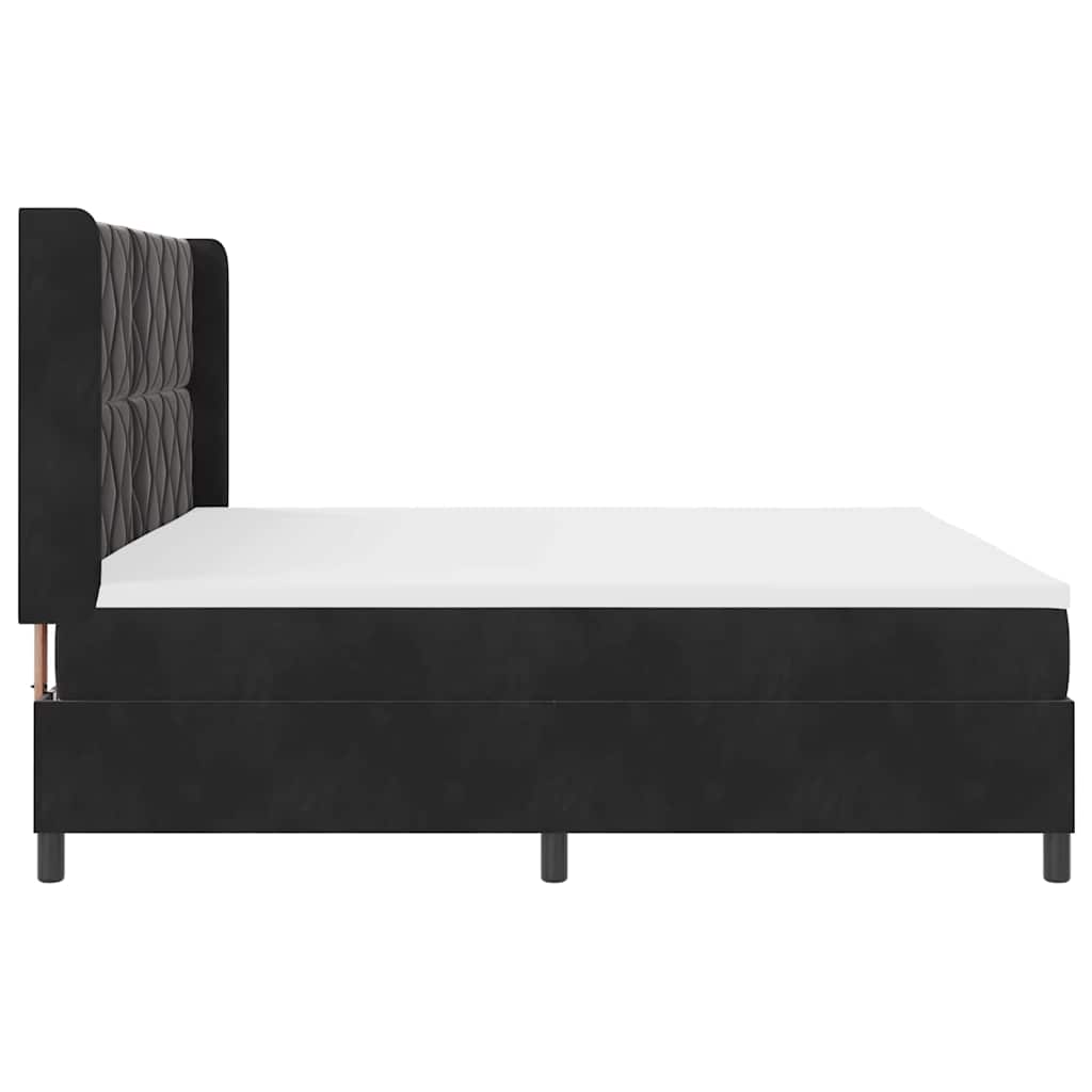 Lit à Ressorts avec Matelas LED Noir 200 x 200 cm Velours - XIOS