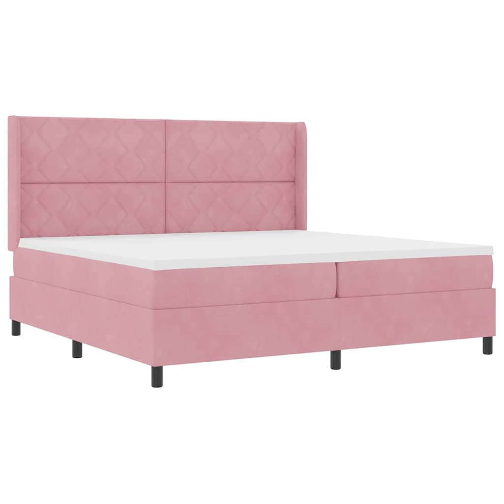 Lit à Ressorts avec Matelas LED Rose 200 x 200 cm Velours - XIOS
