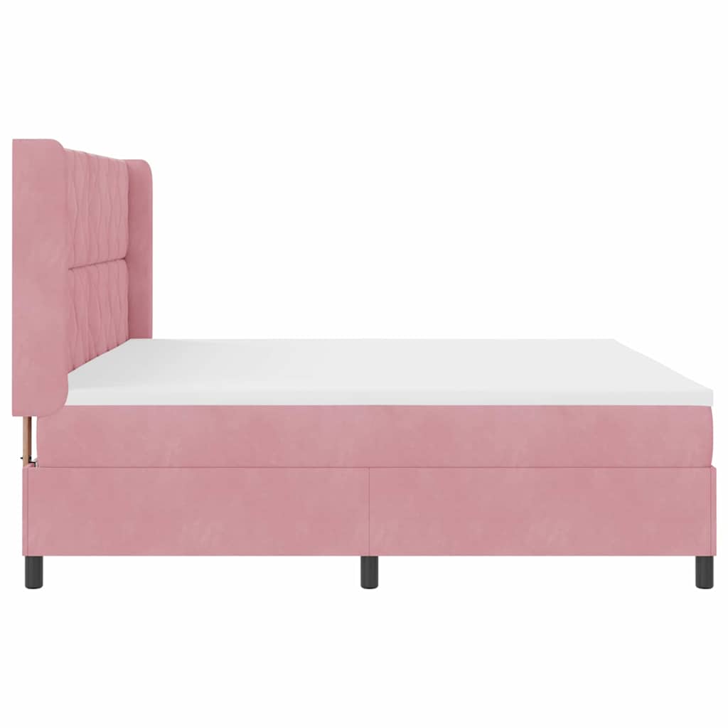 Lit à Ressorts avec Matelas LED Rose 200 x 200 cm Velours - XIOS