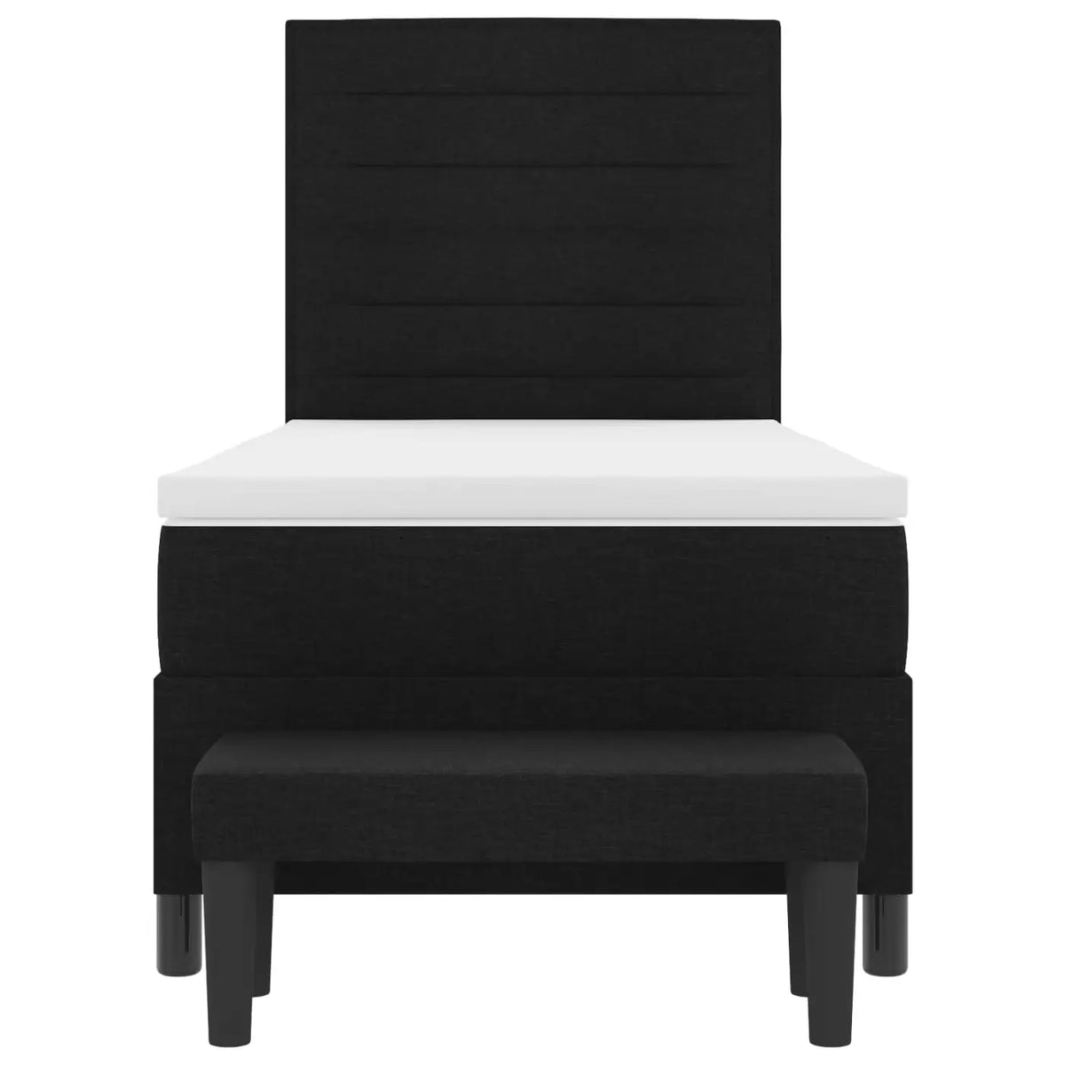 Lit à ressorts avec tête de lit Noir 90 x 190 cm tissu - XIOS