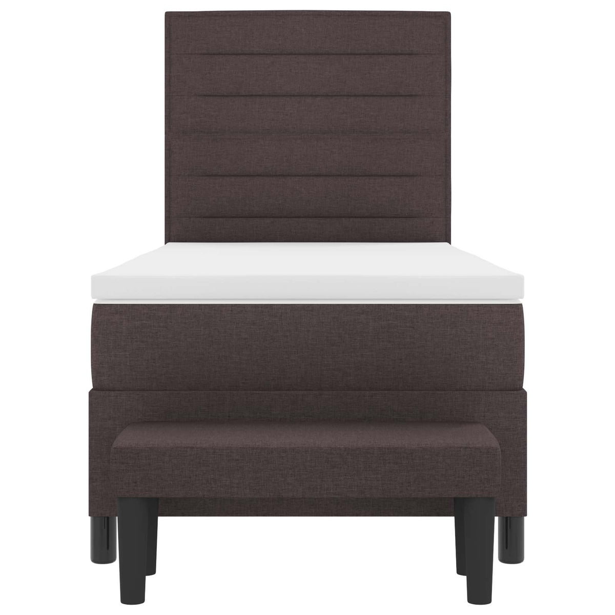 Lit à ressorts avec tête de lit Marron foncé 90 x 190 cm tissu