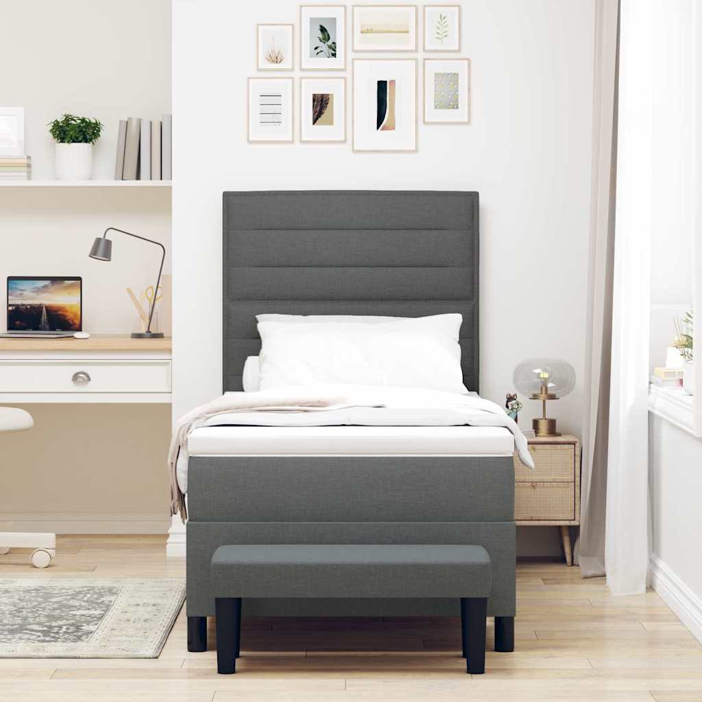 Lit à ressorts avec matelas Gris foncé 90 x 200 cm tissu - XIOS
