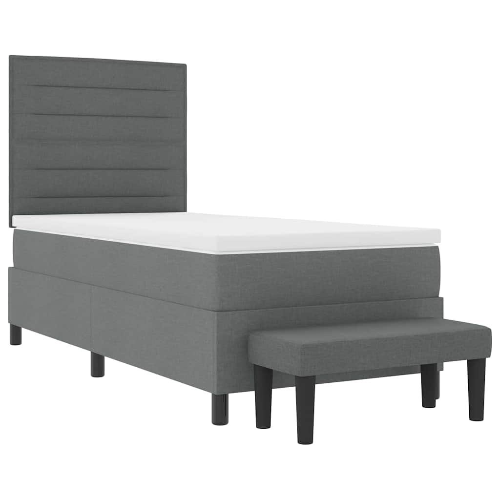 Lit à ressorts avec matelas Gris foncé 90 x 200 cm tissu - XIOS