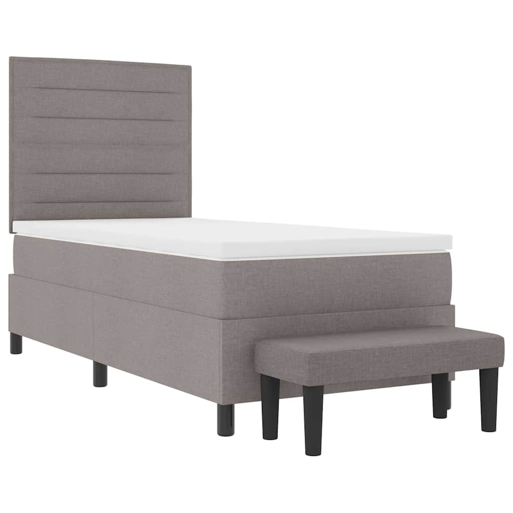 Lit à ressorts avec tête de lit Taupe 90 x 200 cm tissu