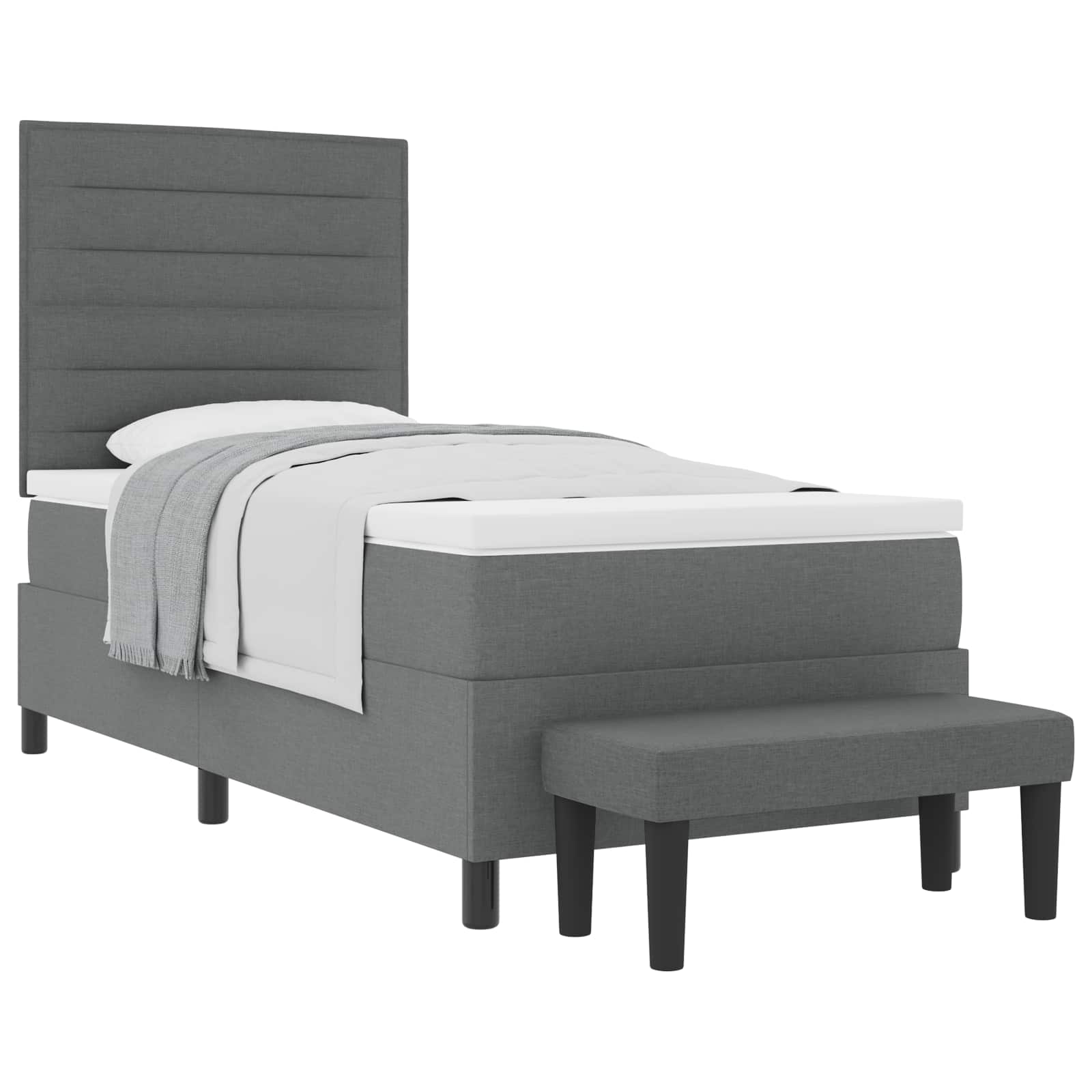 Lit à ressorts avec matelas Gris foncé 100 x 200 cm tissu - XIOS