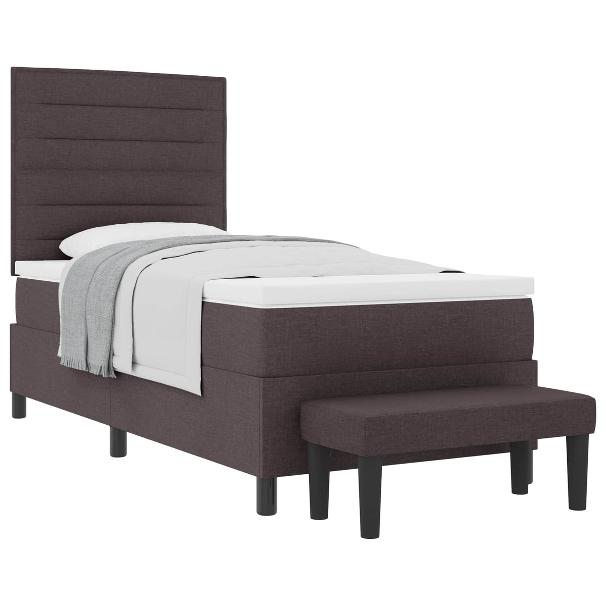 Lit à ressorts avec tête de lit Marron foncé 100 x 200 cm tissu