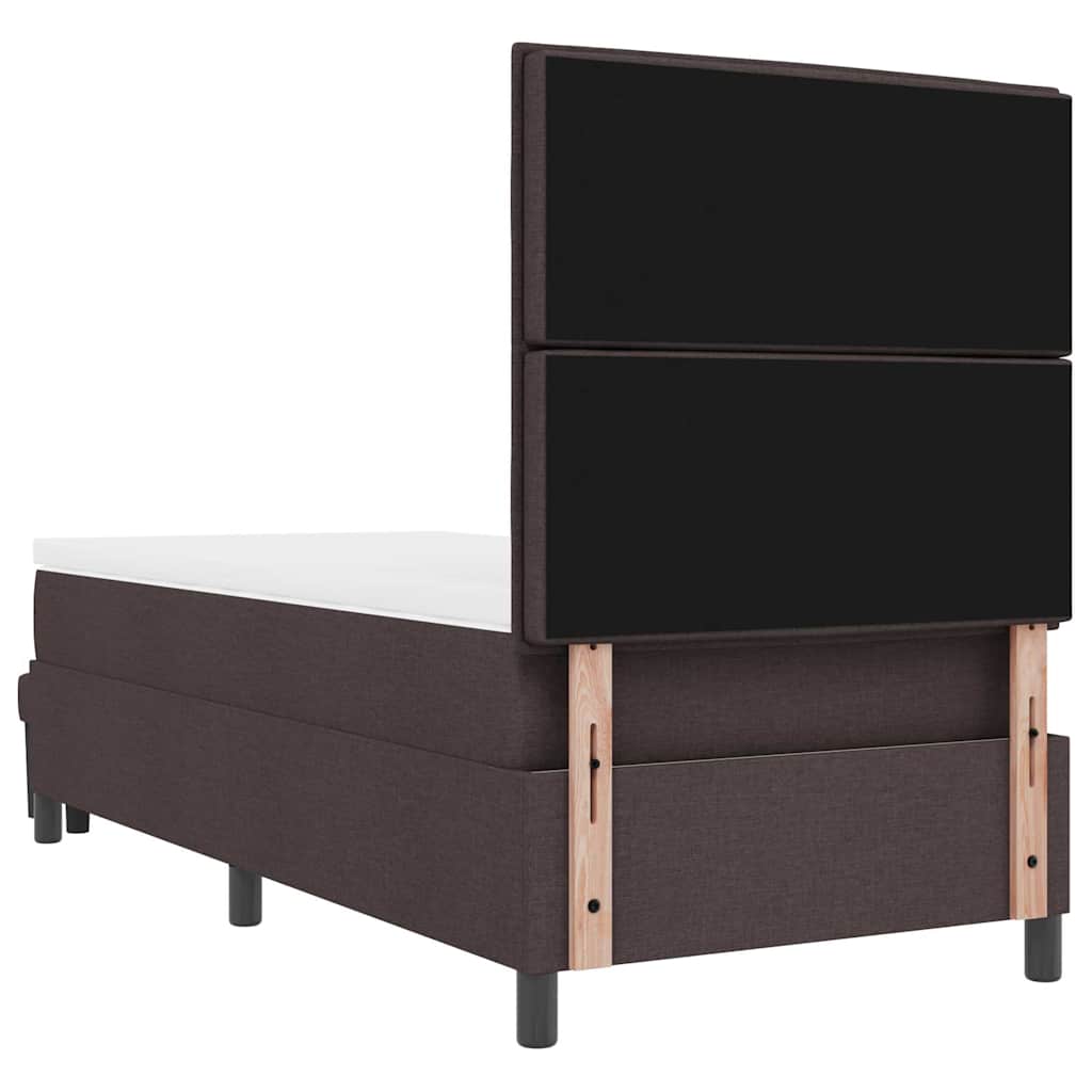 Lit à ressorts avec tête de lit Marron foncé 100 x 200 cm tissu