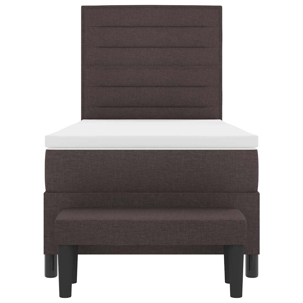 Lit à ressorts avec tête de lit Marron foncé 100 x 200 cm tissu
