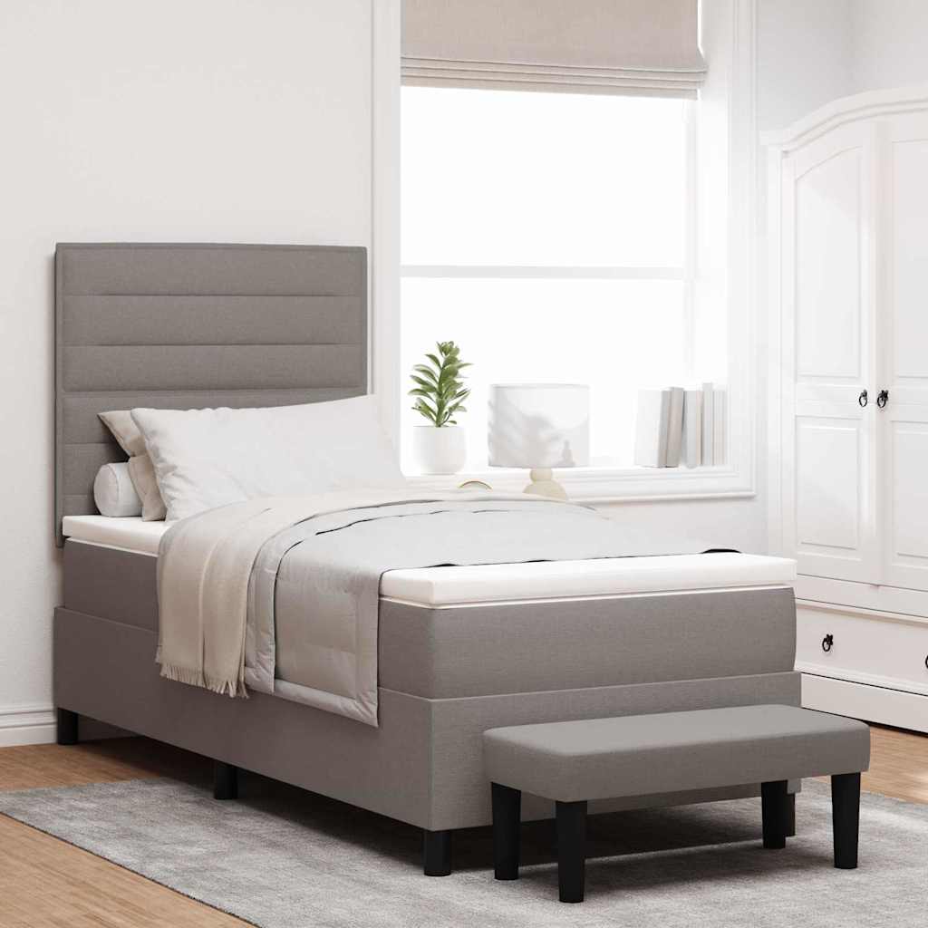 Lit à ressorts avec tête de lit Taupe 100 x 200 cm tissu