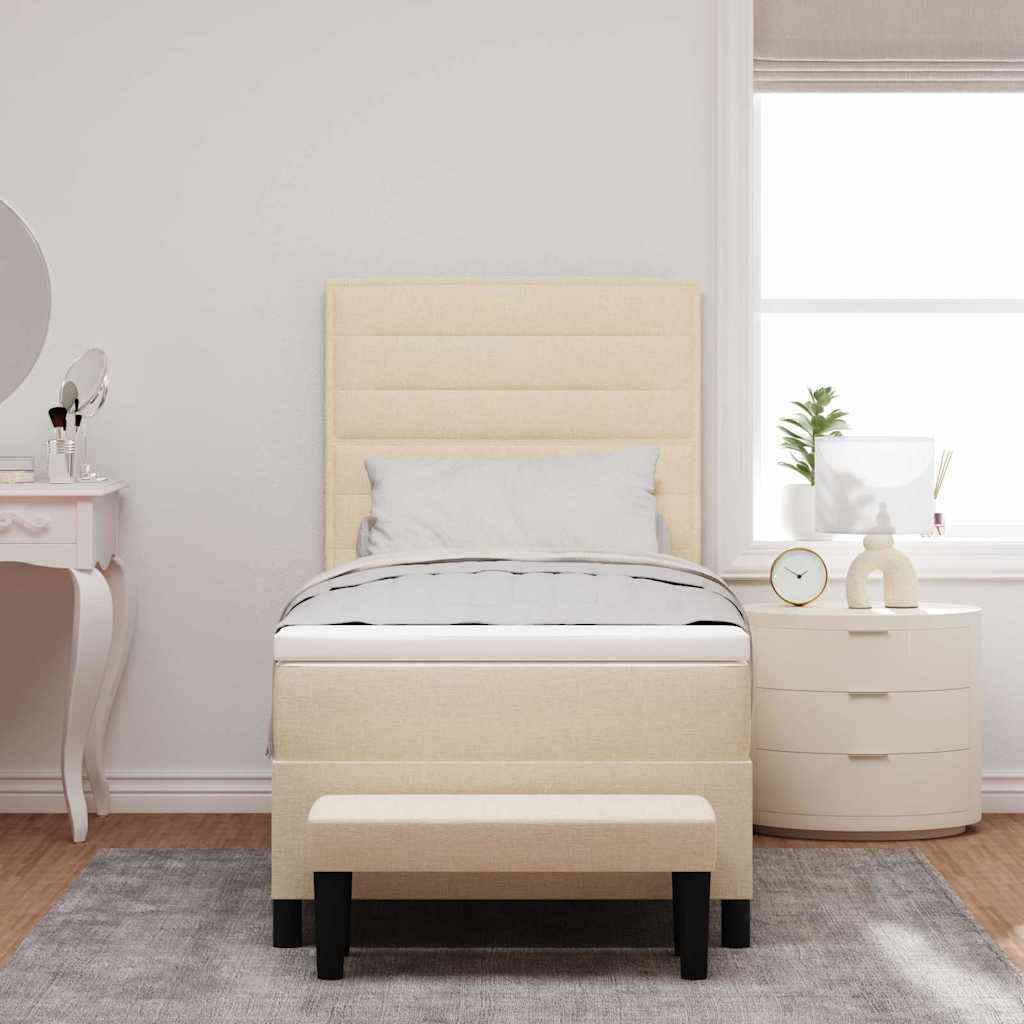 Lit à ressorts avec coussin Crème 100 x 200 cm tissu - XIOS
