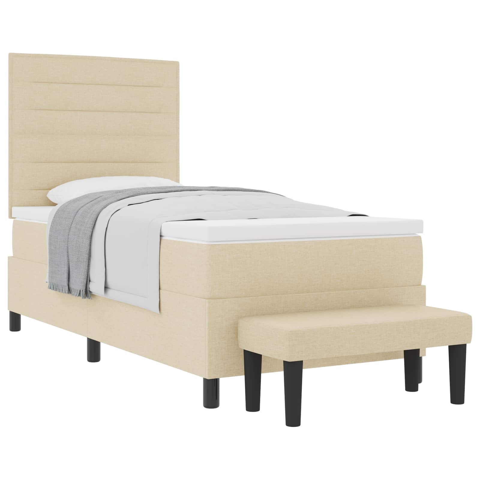 Lit à ressorts avec coussin Crème 100 x 200 cm tissu - XIOS