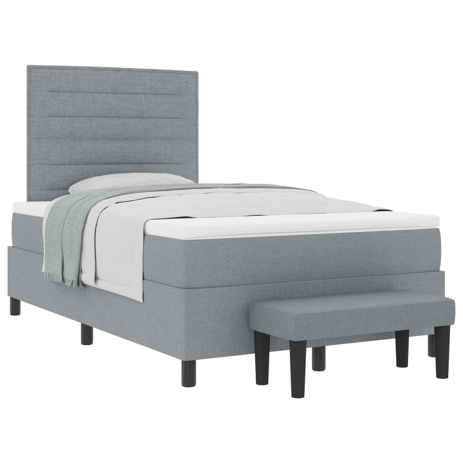 Lit à ressorts avec matelas Gris clair 120 x 190 cm tissu - XIOS