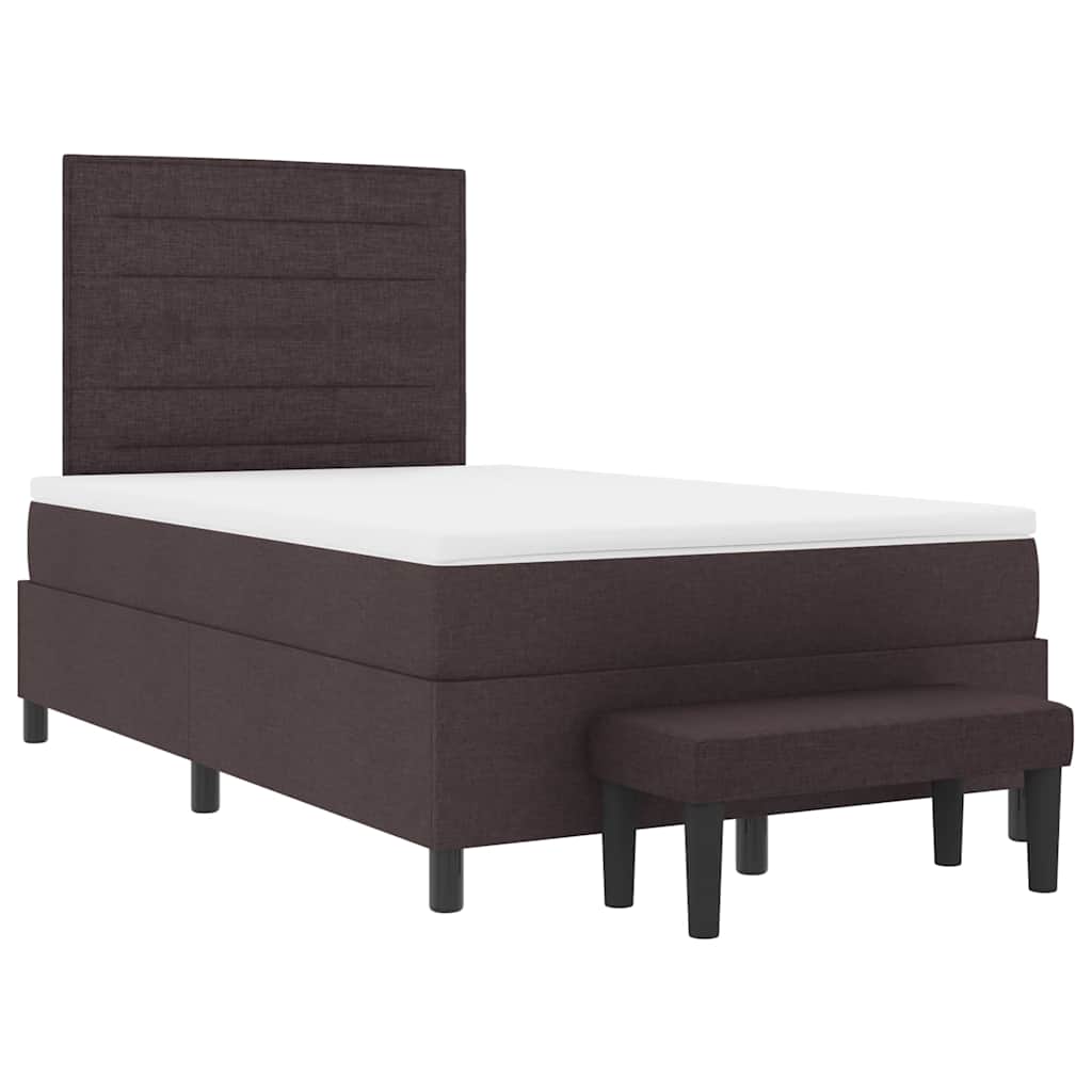 Lit à ressorts avec matelas Marron foncé 120 x 190 cm tissu - XIOS