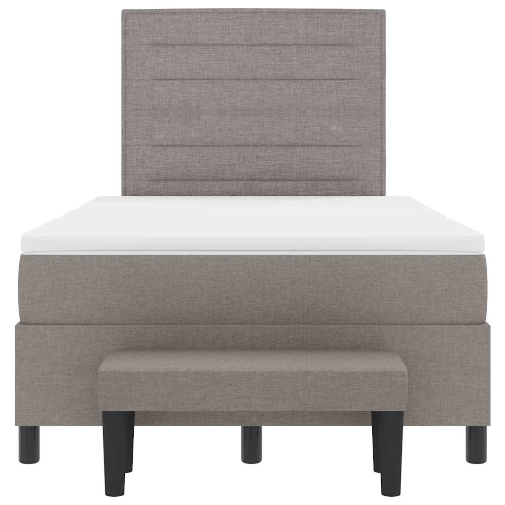 Lit à ressorts avec tête de lit Taupe 120 x 190 cm tissu