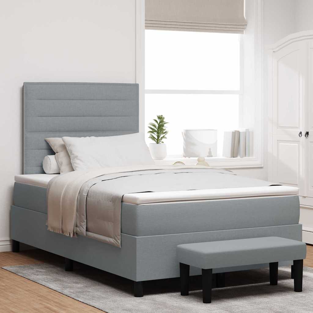 Lit à ressorts avec matelas Gris clair 120 x 200 cm tissu - XIOS