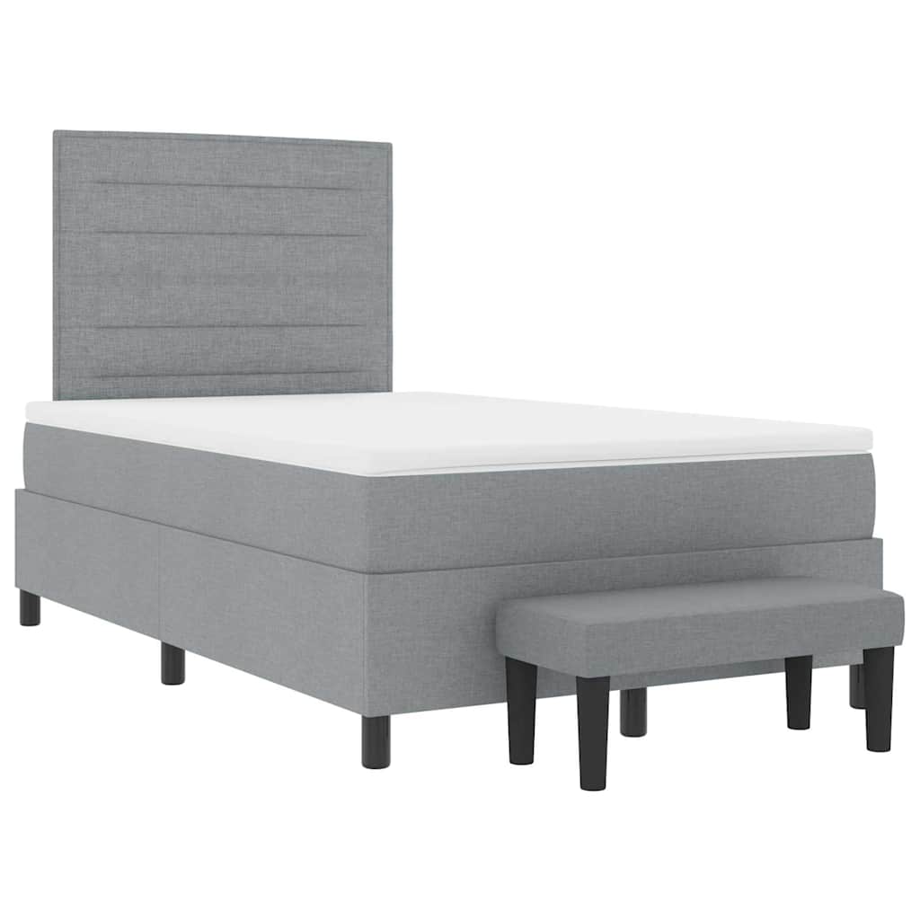 Lit à ressorts avec matelas Gris clair 120 x 200 cm tissu - XIOS