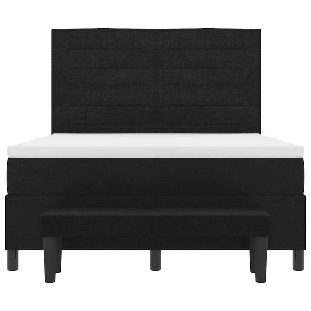 Lit à ressorts avec tête de lit Noir 140 x 190 cm tissu - XIOS