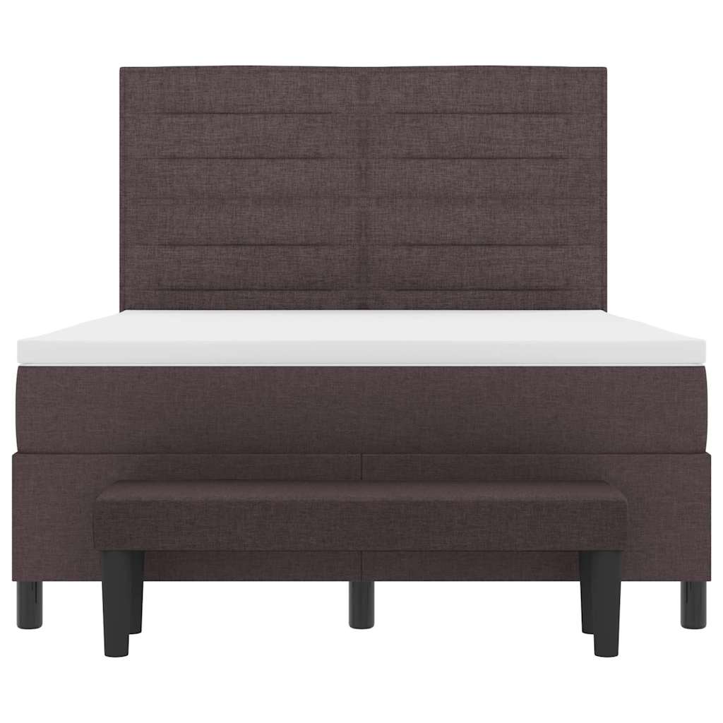 Lit à ressorts avec coussin Marron foncé 140 x 190 cm tissu