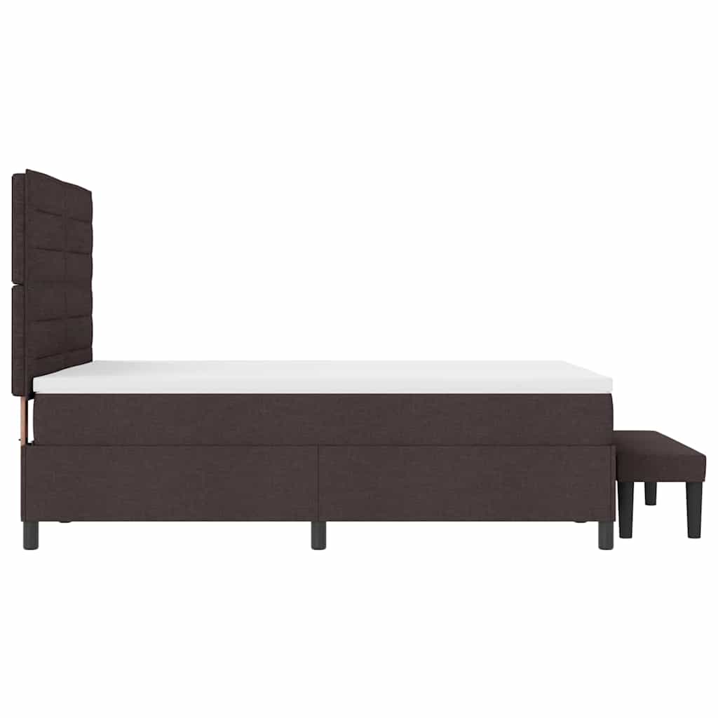 Lit à ressorts avec coussin Marron foncé 140 x 190 cm tissu