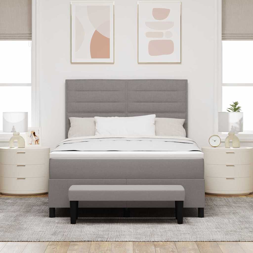 Lit à ressorts avec tête de lit Taupe 140 x 190 cm tissu