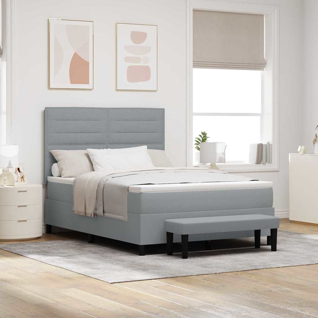 Lit à ressorts avec matelas Gris clair 140 x 200 cm tissu - XIOS