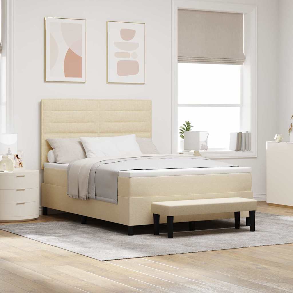 Lit à ressorts avec matelas Crème 140 x 200 cm tissu - XIOS