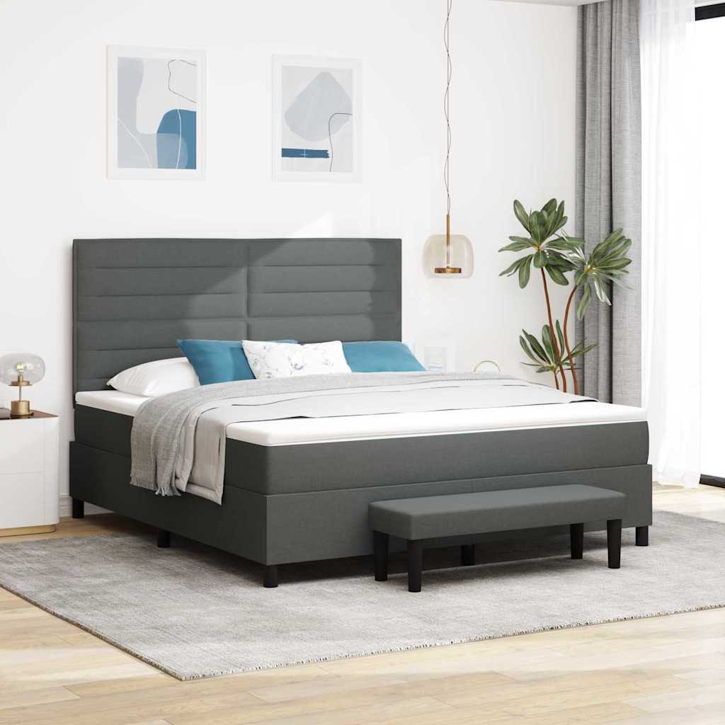 Lit à ressorts avec matelas Gris foncé 180 x 200 cm tissu - XIOS