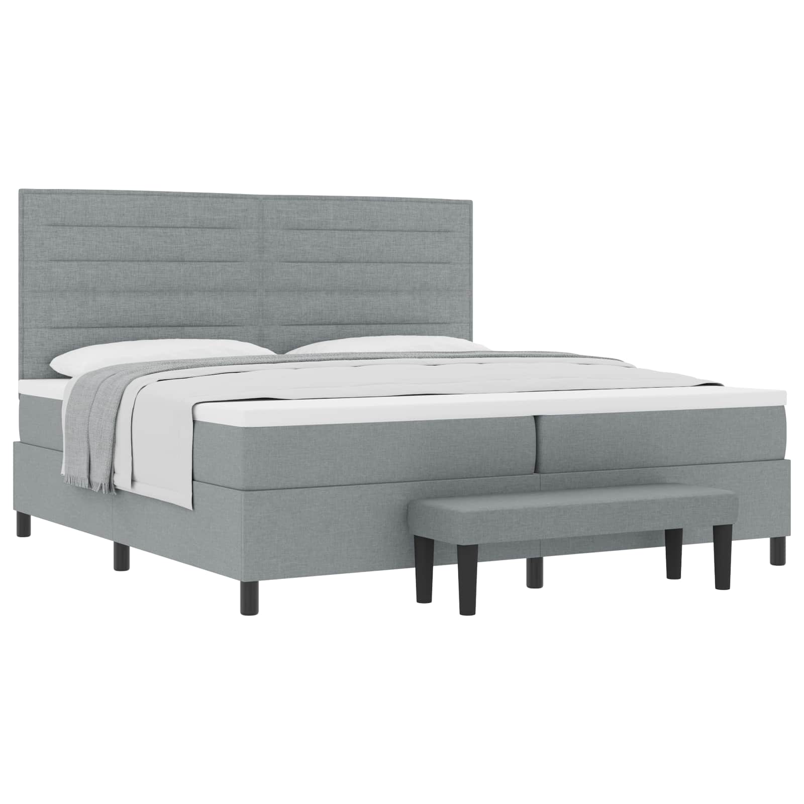 Lit à ressorts avec matelas Gris clair 200 x 200 cm tissu - XIOS