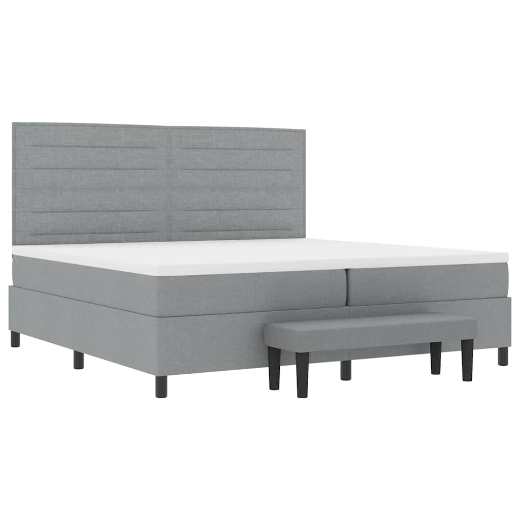 Lit à ressorts avec matelas Gris clair 200 x 200 cm tissu - XIOS