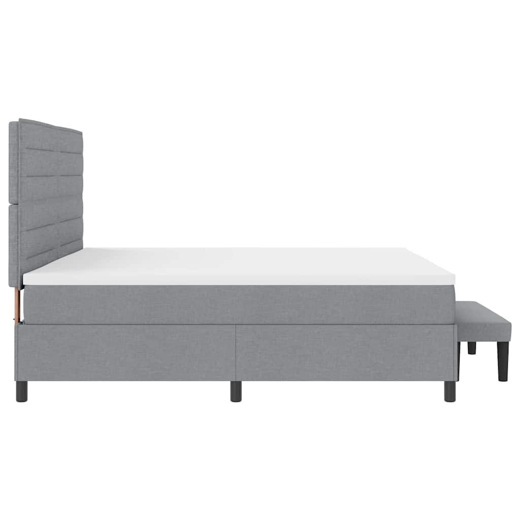 Lit à ressorts avec matelas Gris clair 200 x 200 cm tissu - XIOS