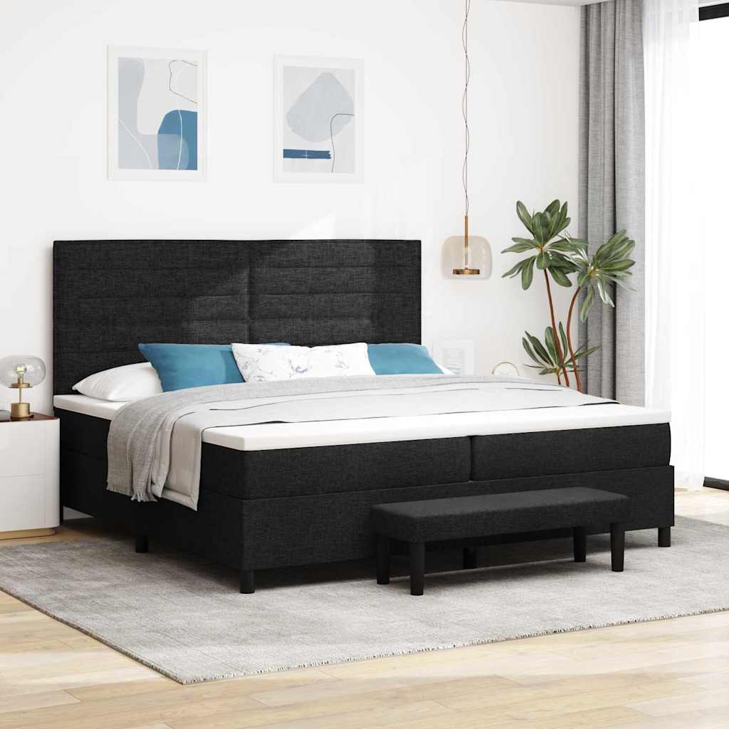 Lit à ressorts avec matelas Noir 200 x 200 cm tissu - XIOS