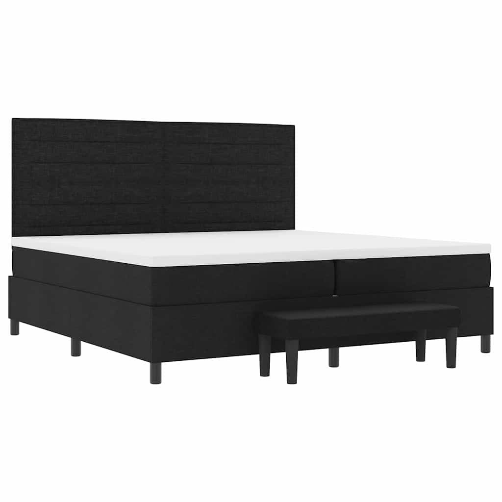 Lit à ressorts avec matelas Noir 200 x 200 cm tissu - XIOS