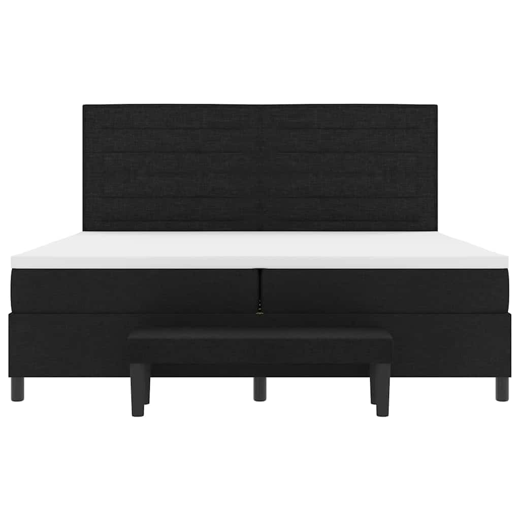 Lit à ressorts avec matelas Noir 200 x 200 cm tissu - XIOS