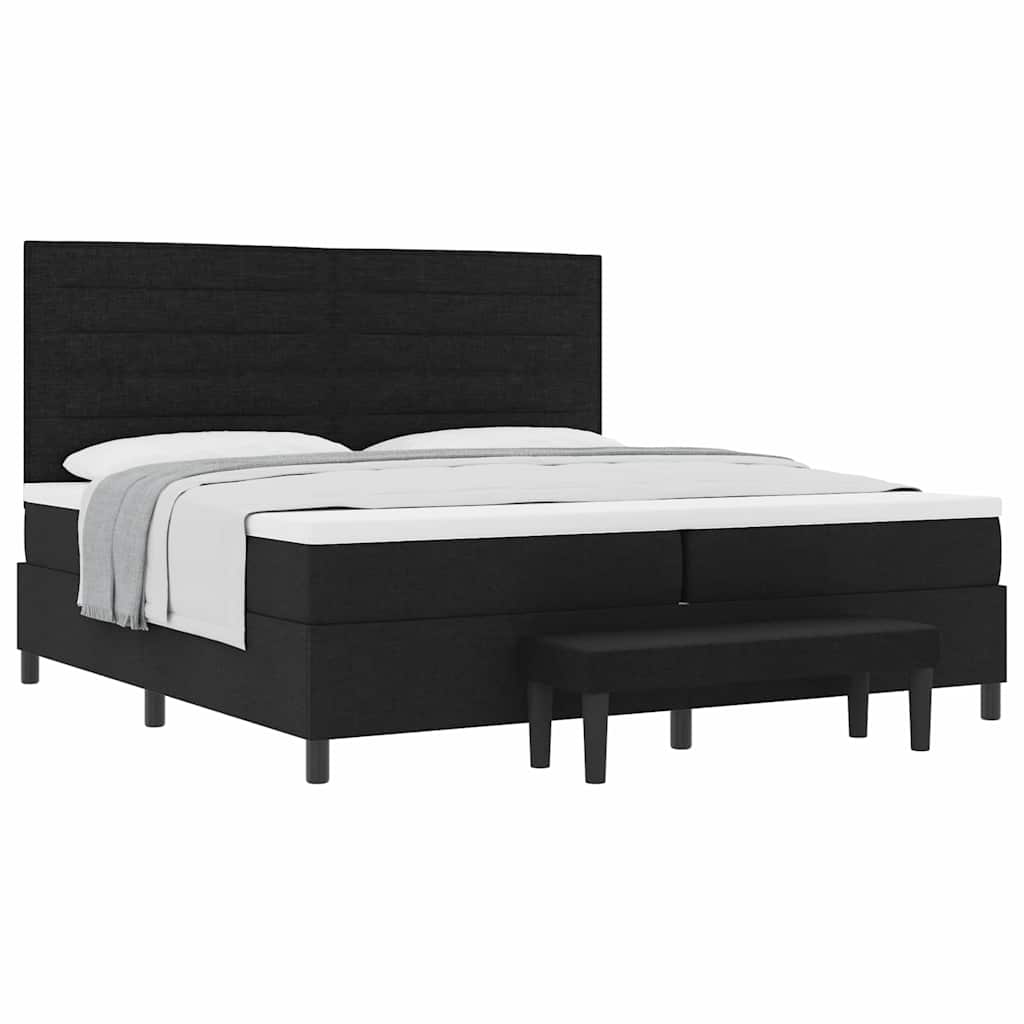 Lit à ressorts avec matelas Noir 200 x 200 cm tissu - XIOS