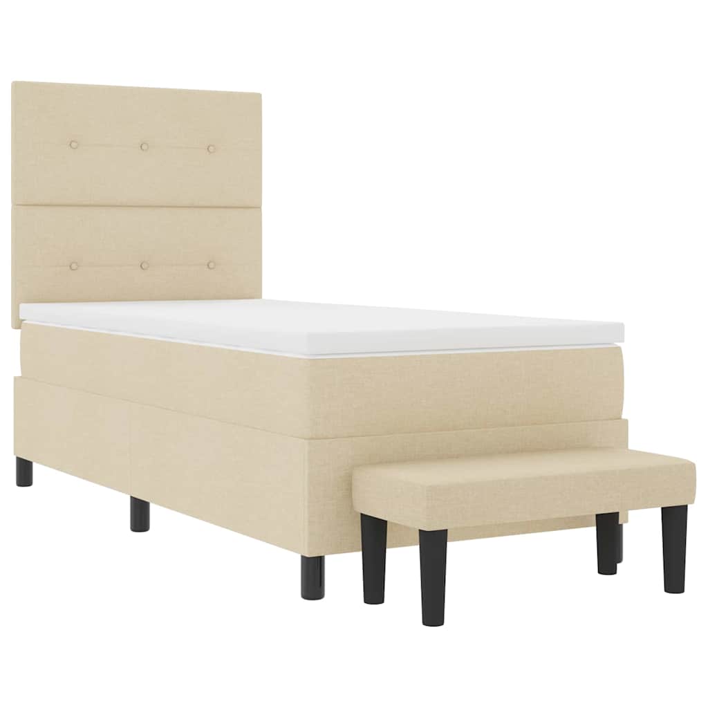 Lit à ressorts avec tête de lit Crème 80 x 200 cm tissu