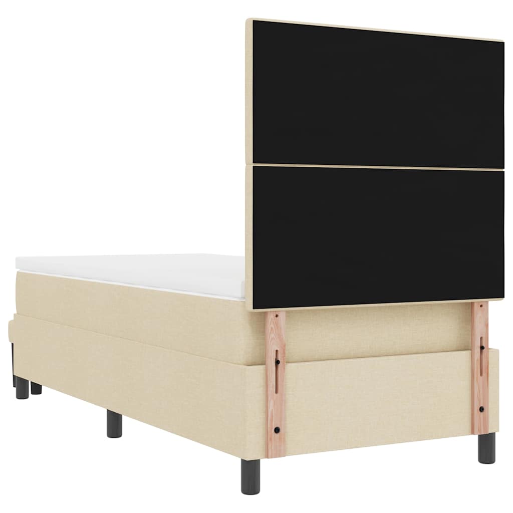 Lit à ressorts avec tête de lit Crème 80 x 200 cm tissu